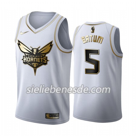Herren NBA Charlotte Hornets Trikot Nicolas Batum 5 Nike 2019-2020 Weiß Golden Edition Swingman